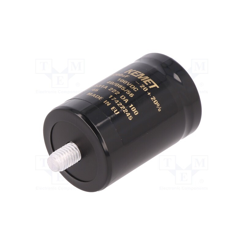 1 pcs x KEMET - ALS31A222DA100 - Capacitor: electrolytic, 2.2mF, 100VDC, Ø36x52mm, Pitch: 12.8mm
