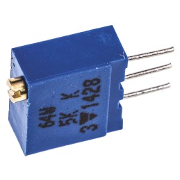 1 pcs - Vishay 64W Series 19 (Electrical), 22 (Mechanical)-Turn Through Hole Trimmer Resistor with Pin Terminations, 5kΩ ±10%