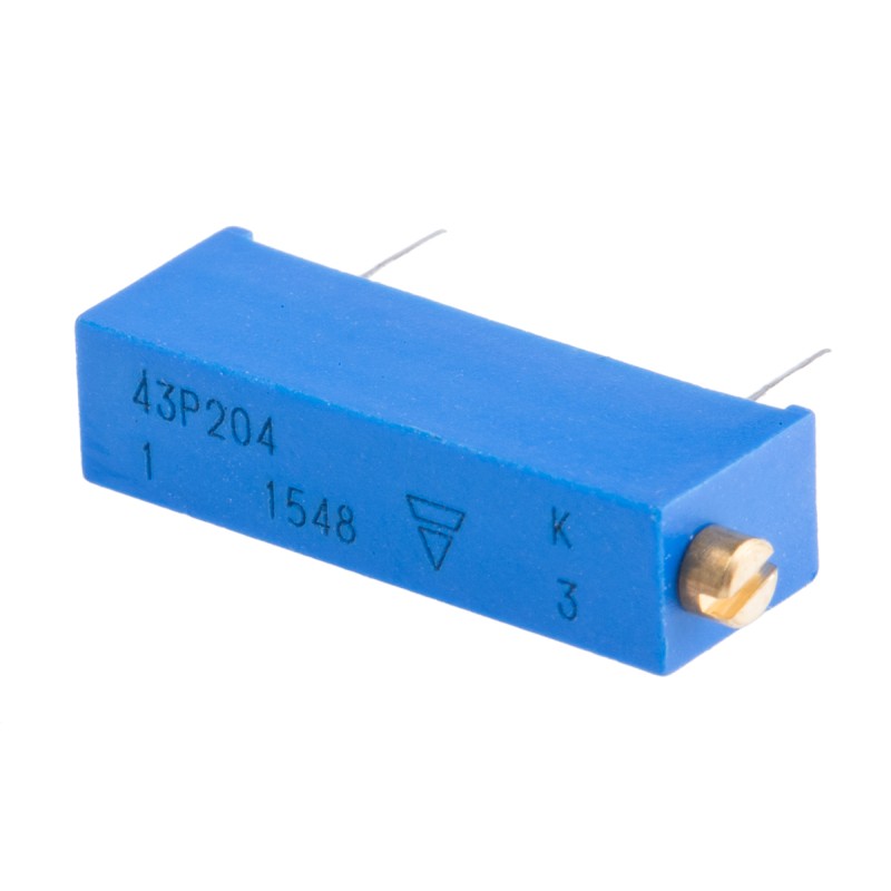 1 pcs - Vishay 43P Series 20-Turn Through Hole Trimmer Resistor with Pin Terminations, 200kΩ ±10% 1/2W ±100ppm/°C