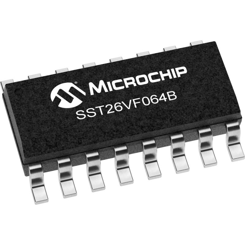 2 pcs - Microchip 64Mbit SPI, SQI Flash Memory 16-Pin SOIC, SST26VF064BT-104I/SO