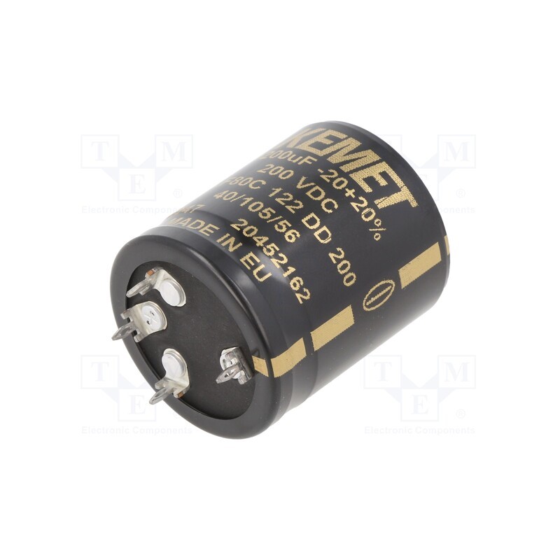 1 pcs x KEMET - ALF80C122DD200 - Capacitor: electrolytic, SNAP-IN, 1200uF, 200VDC, Ø35x40mm, ±20%
