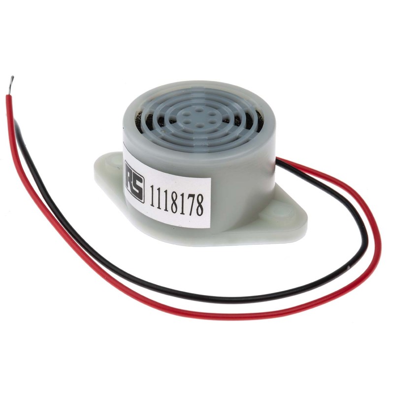 1 pcs - RS PRO 95dB Base Mount, Panel Mount Single Internal Magnetic Buzzer Component, 26.4 x 17.6mm, 7V dc Min, 12V dc Max