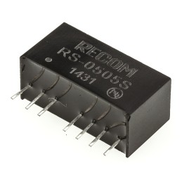1 pcs - Recom RS DC-DC Converter, 5V dc/ 400mA Output, 4.5 - 9 V dc Input, 2W, Through Hole, +85°C Max Temp -40°C Min