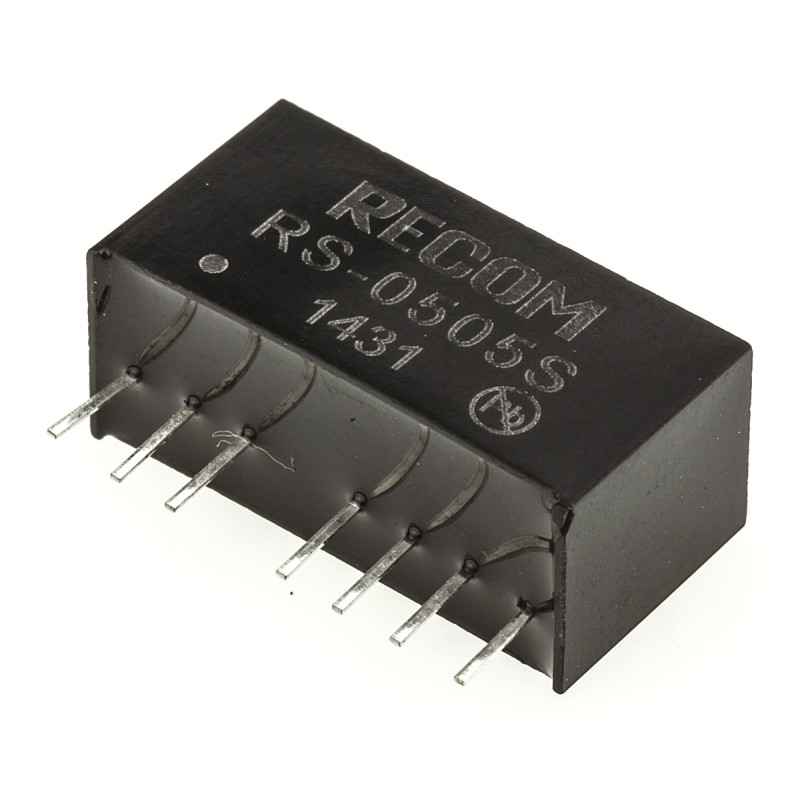 1 pcs - Recom RS DC-DC Converter, 5V dc/ 400mA Output, 4.5 - 9 V dc Input, 2W, Through Hole, +85°C Max Temp -40°C Min