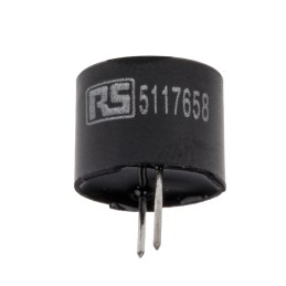 1 pcs - RS PRO 85dB PCB Mount Continuous Internal Magnetic Buzzer Component, 12 (Dia.) x 9.5mm, 4V dc Min, 8V dc Max