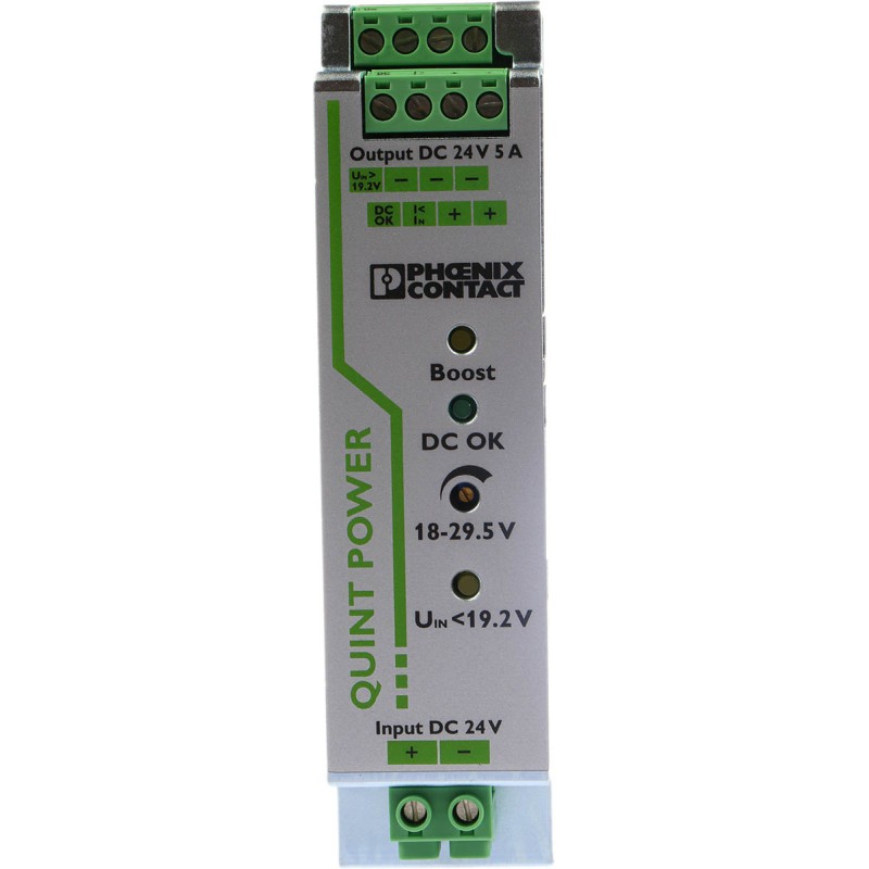 1 pcs - Phoenix Contact QUINT-PS/24DC/24DC/5 DC-DC Converter, 24V dc/ 5A Output, 18 - 32 V dc Input, 120W, DIN Rail