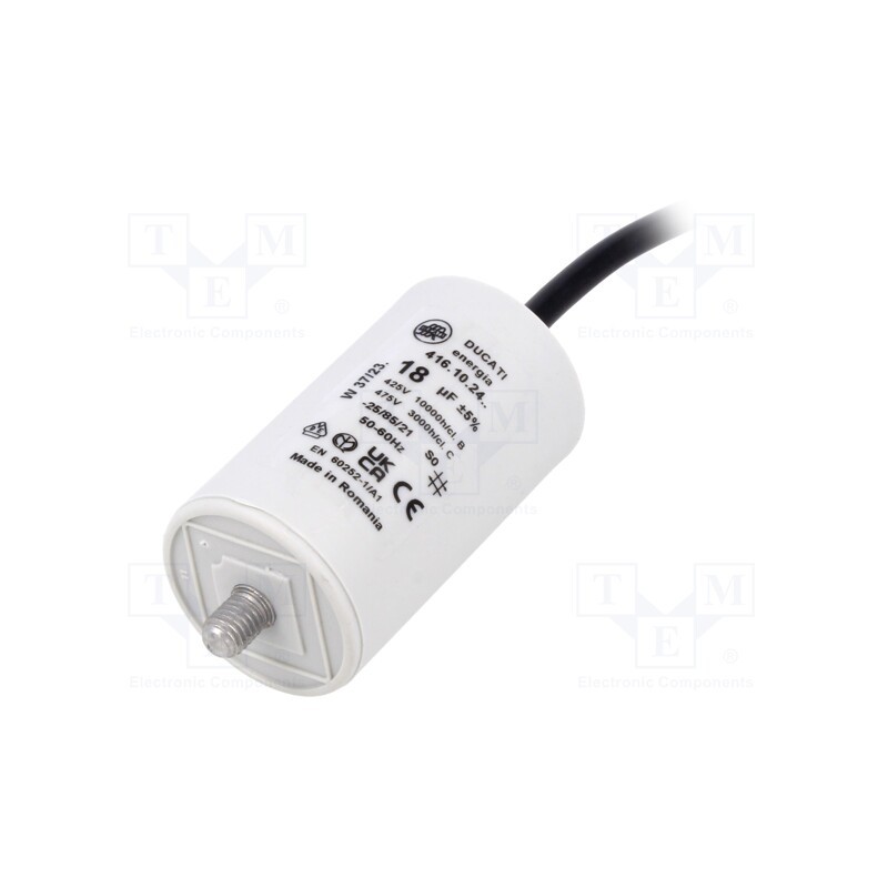 1 pcs x DUCATI ENERGIA - 416102414 - Capacitor: motors, run, 18uF, 425VAC, Ø40x70mm, -25÷85°C, ±5%