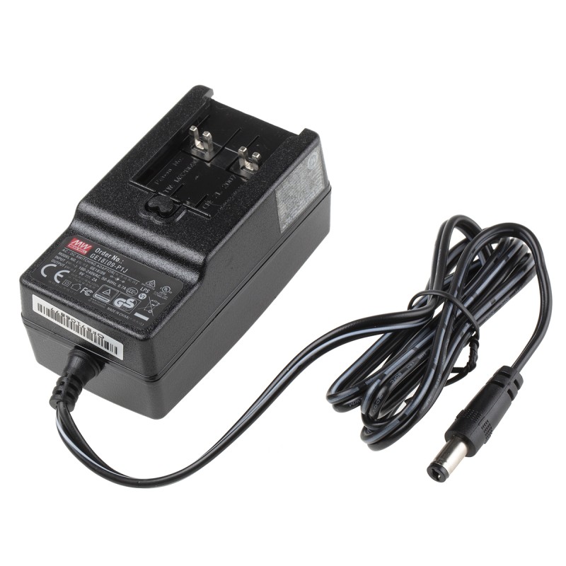 1 pcs - MEAN WELL 18W Plug-In AC/DC Adapter 9V dc Output, 2A Output