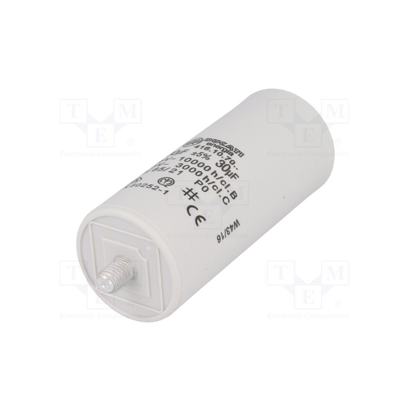 1 pcs x DUCATI ENERGIA - 416107027 - Capacitor: motors, run, 30uF, 425VAC, Ø40x92mm, -25÷85°C, ±5%