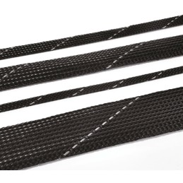 1 Reel of 400 M - HellermannTyton Braided PBT Black with White Cable Sleeve, 8mm Diameter, 400m Length