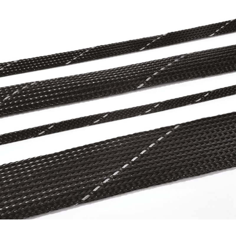 1 Reel of 400 M - HellermannTyton Braided PBT Black with White Cable Sleeve, 8mm Diameter, 400m Length