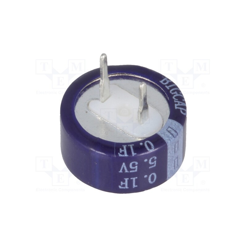 1 pcs x BIGCAP - BCE005R5C104FS - Supercapacitor, THT, 0.1F, 5.5VDC, ±20%, Ø13.5x6.6mm, -25÷70°C