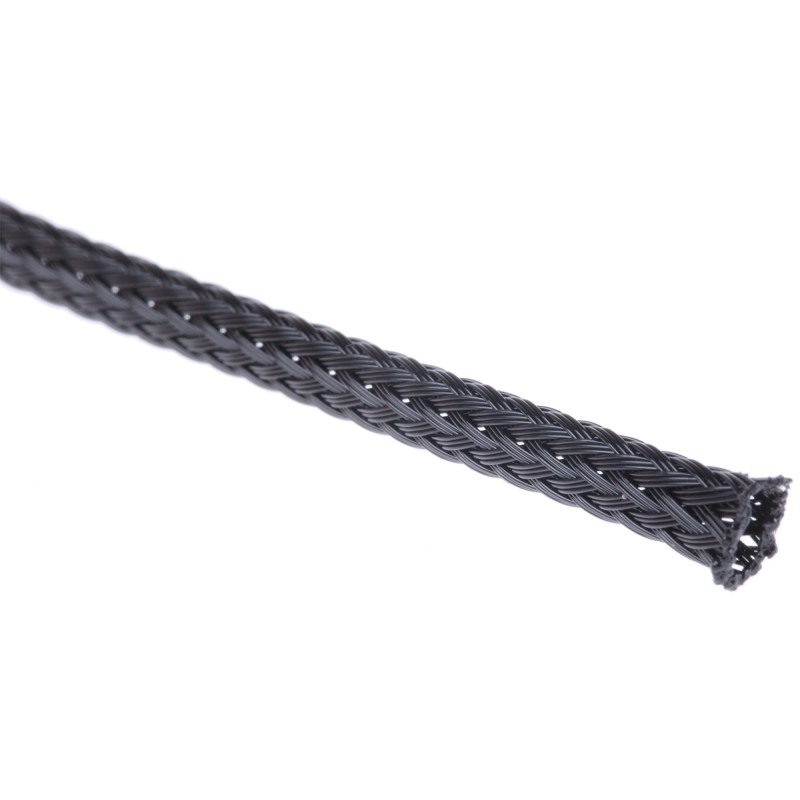 1 Reel of 5 M - HellermannTyton Expandable Braided PET Black Cable Sleeve, 3mm Diameter, 200m Length, HEGP Series