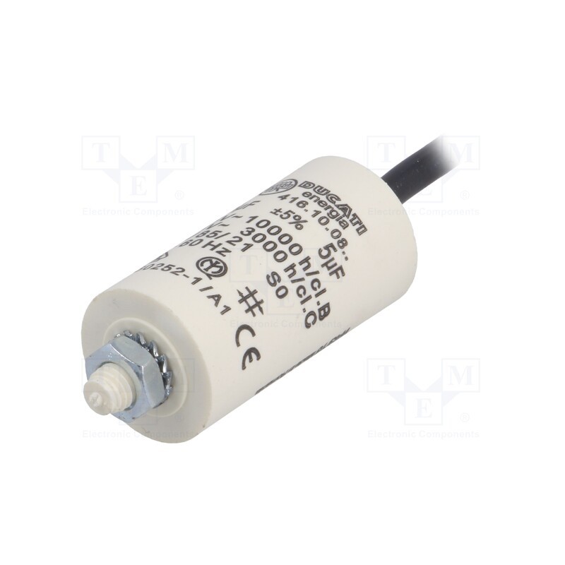 1 pcs x DUCATI ENERGIA - 416100814 - Capacitor: motors, run, 5uF, 425VAC, Ø28x55mm, -25÷85°C, ±5%