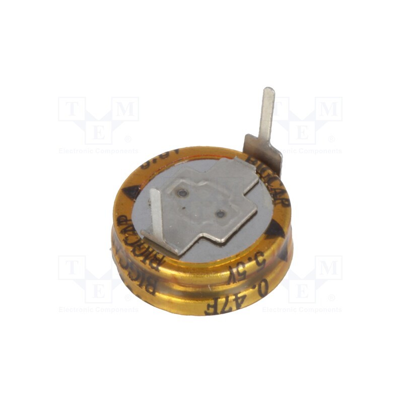 1 pcs x BIGCAP - BCE005R5H474FS - Supercapacitor, THT, 0.47F, 5.5VDC, ±20%, Ø11.5x6mm, -25÷70°C, EDLC