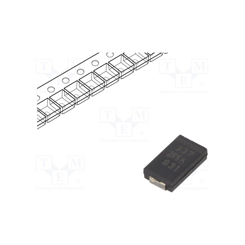 1 pcs x KEMET - A700V337M2R5ATE006 - Capacitor: polymer, low ESR, 330uF, 2.5VDC, V, 2917, ESR: 6mΩ, SMD