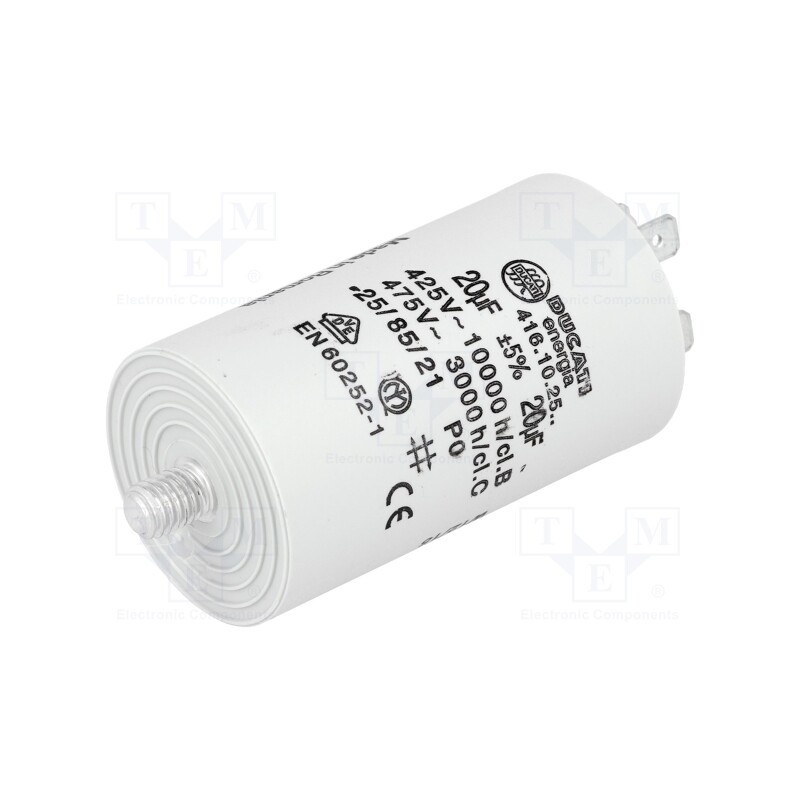 1 pcs x DUCATI ENERGIA - 416102564 - Capacitor: motors, run, 20uF, 425VAC, Ø40x70mm, -25÷85°C, ±5%