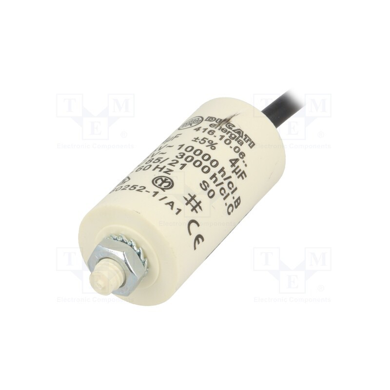 1 pcs x DUCATI ENERGIA - 416100614 - Capacitor: motors, run, 4uF, 425VAC, Ø28x55mm, -25÷85°C, ±5%