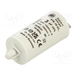 1 pcs x DUCATI ENERGIA - 416100372 - Capacitor: motors, run, 3uF, 400VAC, Ø28x55mm, -25÷85°C, ±5%