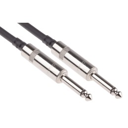 1 pcs - RS PRO 6.35mm Mono Jack to 6.35mm Mono Jack Aux Cable, Black, 1.5m