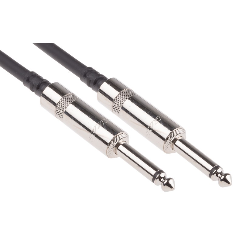 1 pcs - RS PRO 6.35mm Mono Jack to 6.35mm Mono Jack Aux Cable, Black, 1.5m