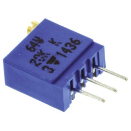 1 pcs - Vishay 64W Series 19 (Electrical), 22 (Mechanical)-Turn Through Hole Trimmer Resistor with Pin Terminations, 20kΩ ±10%