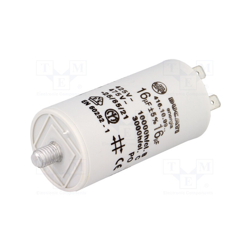1 pcs x DUCATI ENERGIA - 416109964 - Capacitor: motors, run, 16uF, 425VAC, Ø36x70mm, -25÷85°C, ±5%