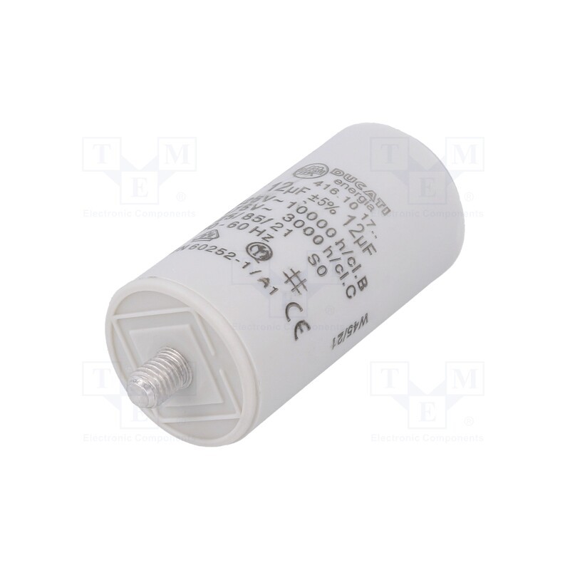 1 pcs x DUCATI ENERGIA - 416101727 - Capacitor: motors, run, 12uF, 475VAC, Ø36x70mm, -25÷85°C, ±5%