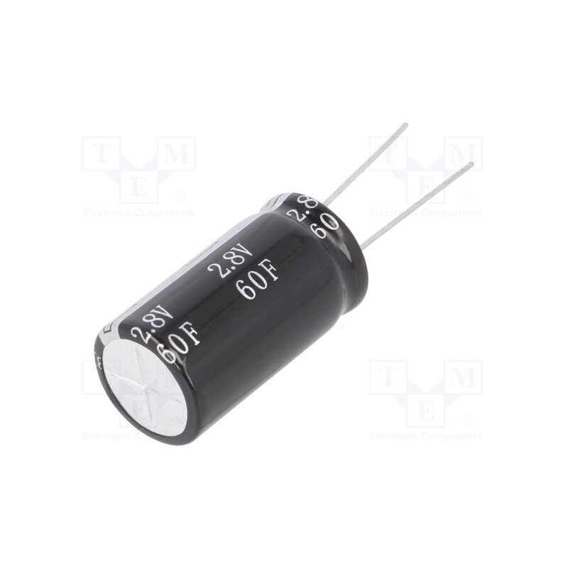 1 pcs x BIGCAP - BUP002R8L606FC - Supercapacitor, THT, 60F, 2.8VDC, ±20%, Ø18x34mm, 30mΩ, -40÷65°C