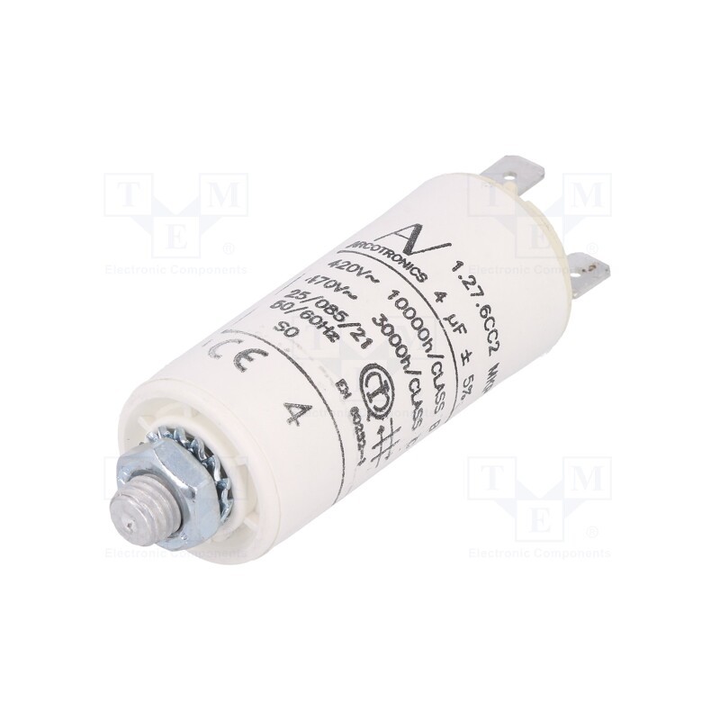 1 pcs x KEMET - C276CC24400AA0J - Capacitor: motors, run, 4uF, 420VAC, Ø25x56.5mm, -25÷85°C, ±5%