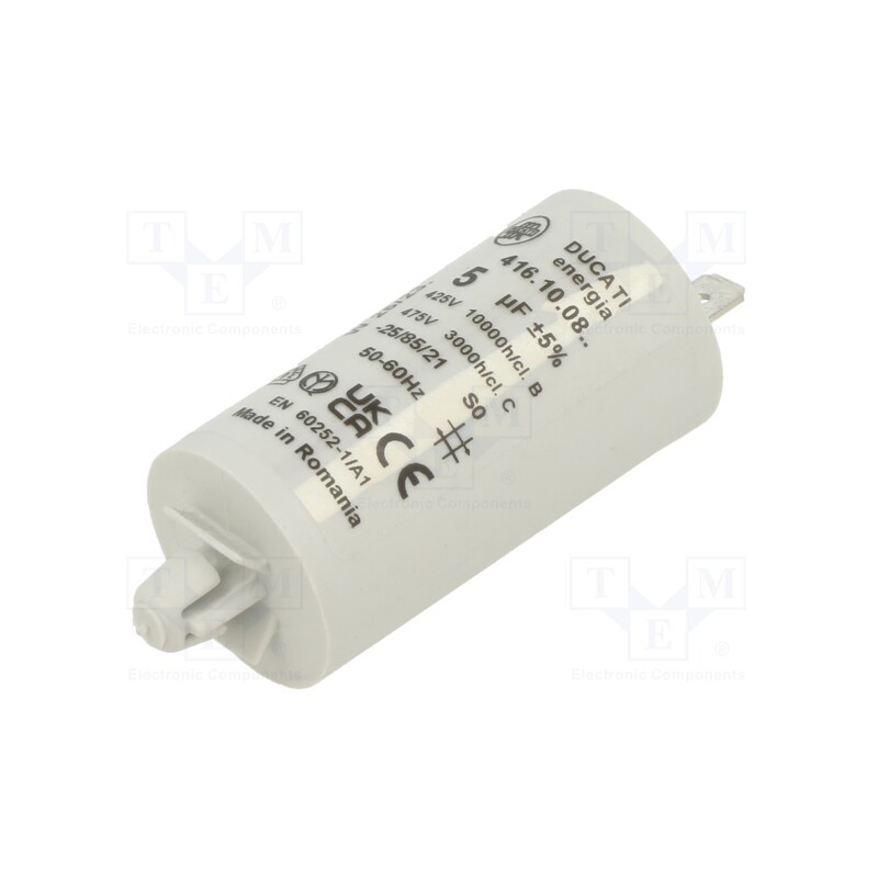 1 pcs x DUCATI ENERGIA - 416100872 - Capacitor: motors, run, 5uF, 400VAC, Ø28x55mm, -25÷85°C, ±5%