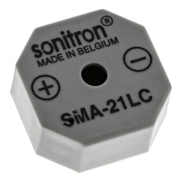 1 pcs - Sonitron 91dB Through Hole Continuous Internal Buzzer, 21 x 21 x 9.5mm, 1.5V dc Min, 15V dc Max