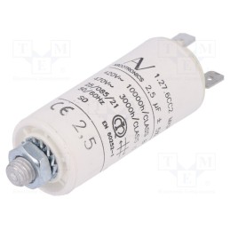1 pcs x KEMET - C276CC24250AA0J - Capacitor: motors, run, 2.5uF, 420VAC, Ø25x56.5mm, -25÷85°C, ±5%