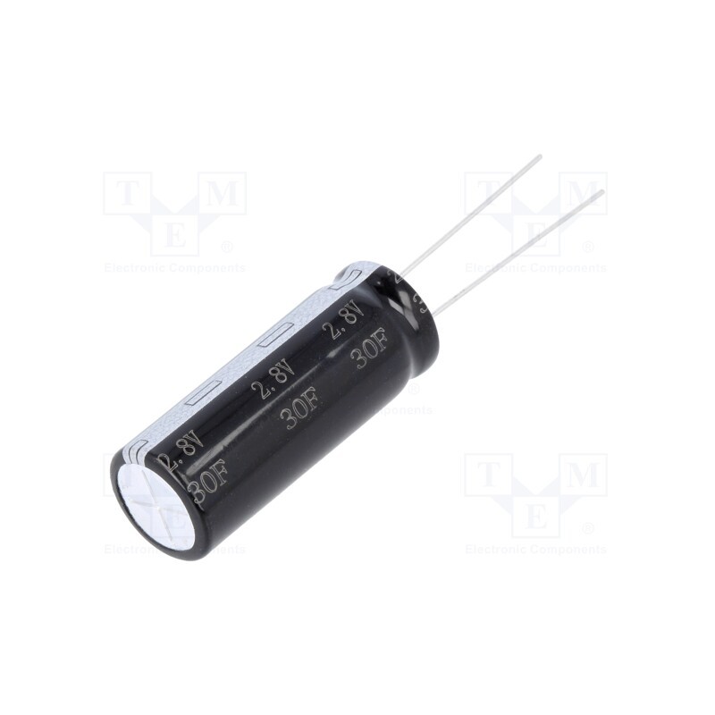 1 pcs x BIGCAP - BUP002R8L306FA - Supercapacitor, THT, 30F, 2.8VDC, ±20%, Ø12.5x34mm, 35mΩ, -40÷65°C