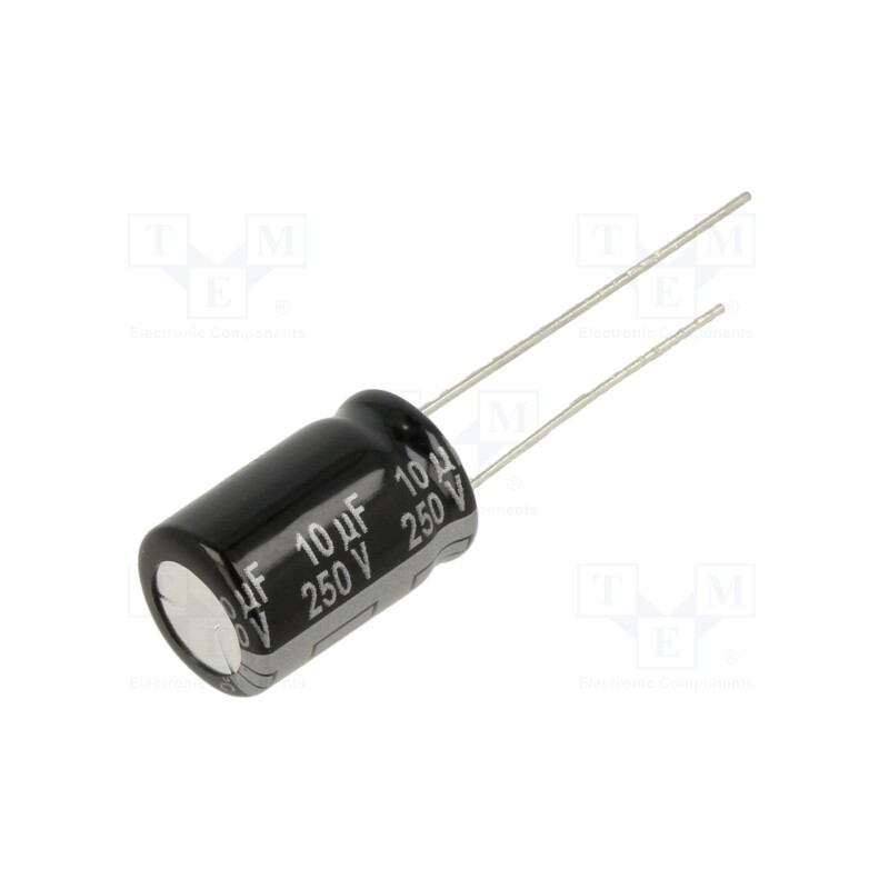 1 pcs x PANASONIC - ECA2EHG100 - Capacitor: electrolytic, THT, 10uF, 250VDC, Ø10x16mm, Pitch: 5mm