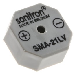 1 pcs - Sonitron 87dB SMD Continuous Internal Buzzer, 21 x 21 x 9.5mm, 2V dc Min, 6V dc Max