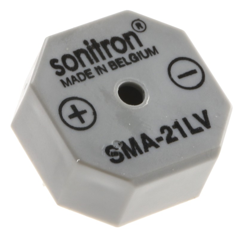 1 pcs - Sonitron 87dB SMD Continuous Internal Buzzer, 21 x 21 x 9.5mm, 2V dc Min, 6V dc Max