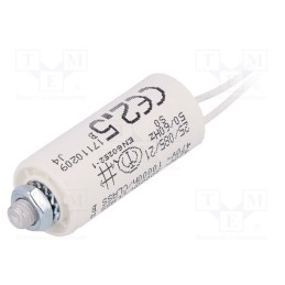 1 pcs x KEMET - C274ACA4250AL0J - Capacitor: motors, run, 2.5uF, 470VAC, Ø25x55mm, -25÷85°C, ±5%