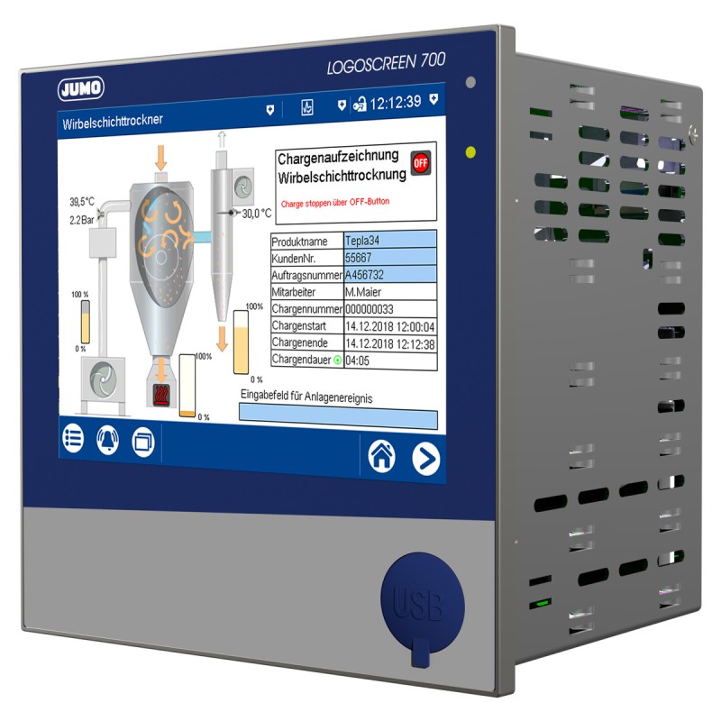 1 pcs - Jumo LOGOSCREEN 700, 12 analog inputs,10 digital inputs, 4 digital inputs Input Channels, 4 digital inputs Output