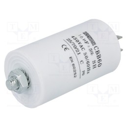 1 pcs x SR PASSIVES - CBB60E-16/450 - Capacitor: motors, run, 16uF, 450V, Ø40x70mm, -25÷70°C, ±5%, 3000h