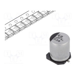 1 pcs x PANASONIC - EEEFK1J680UP - Capacitor: electrolytic, low ESR, SMD, 68uF, 63VDC, Ø8x10.2mm, ±20%
