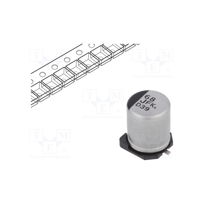 1 pcs x PANASONIC - EEEFK1J680UP - Capacitor: electrolytic, low ESR, SMD, 68uF, 63VDC, Ø8x10.2mm, ±20%