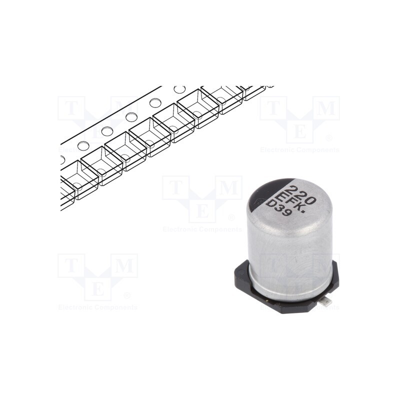 1 pcs x PANASONIC - EEEFK1E221AP - Capacitor: electrolytic, low ESR, SMD, 220uF, 25VDC, Ø8x10.2mm