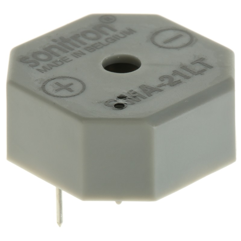 1 pcs - Sonitron 90dB Through Hole Multifunction Internal Buzzer, 17.5 x 17.5 x 8.5mm, 1.5V dc Min, 15V dc Max