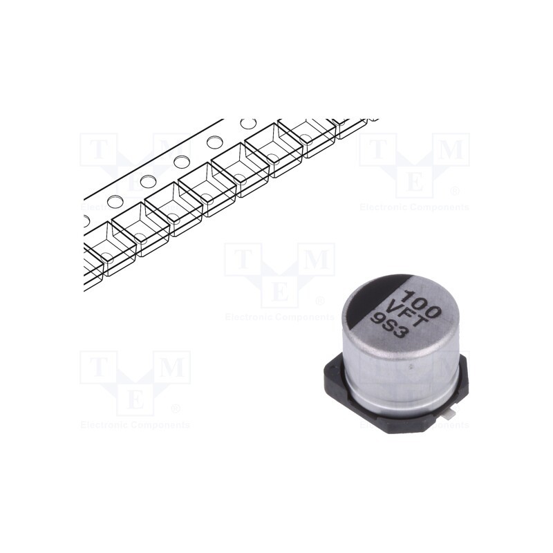 1 pcs x PANASONIC - EEEFT1V101AP - Capacitor: electrolytic, low ESR, SMD, 100uF, 35VDC, Ø6.3x5.8mm