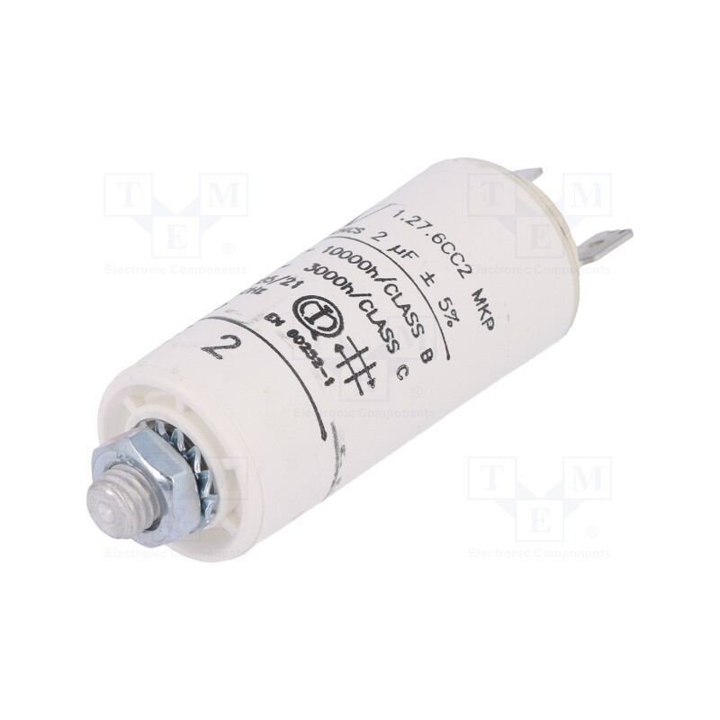 1 pcs x KEMET - C276CC24200AA0J - Capacitor: motors, run, 2uF, 420VAC, Ø25x56.5mm, -25÷85°C, ±5%