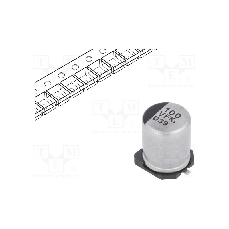 1 pcs x PANASONIC - EEEFK1V101P - Capacitor: electrolytic, low ESR, SMD, 100uF, 35VDC, Ø8x10.2mm