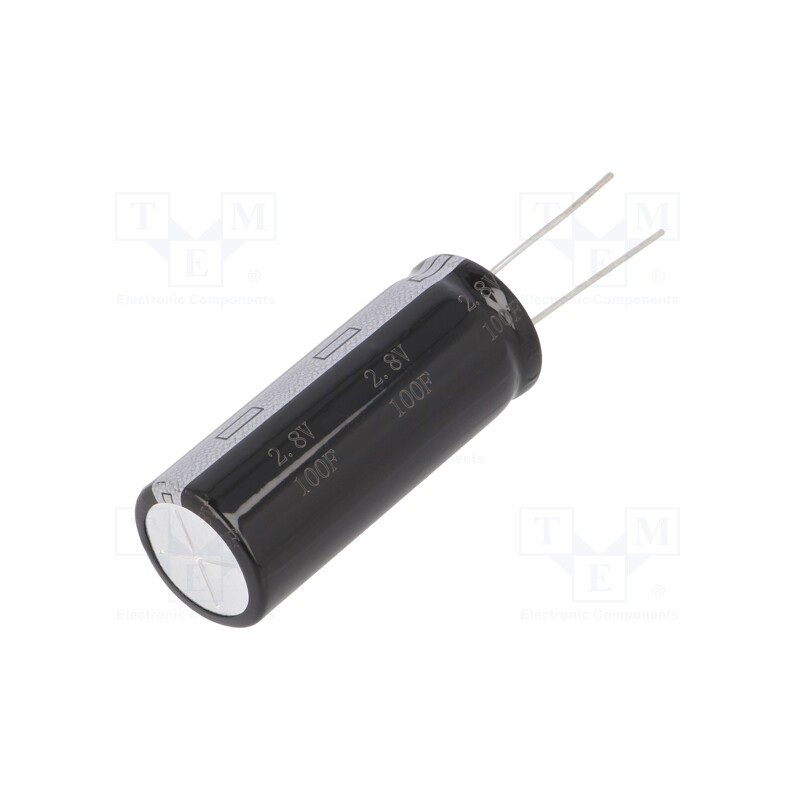 1 pcs x BIGCAP - BUP002R8L107FA - Supercapacitor, THT, 100F, 2.8VDC, ±20%, Ø18x45mm, 20mΩ, -40÷65°C
