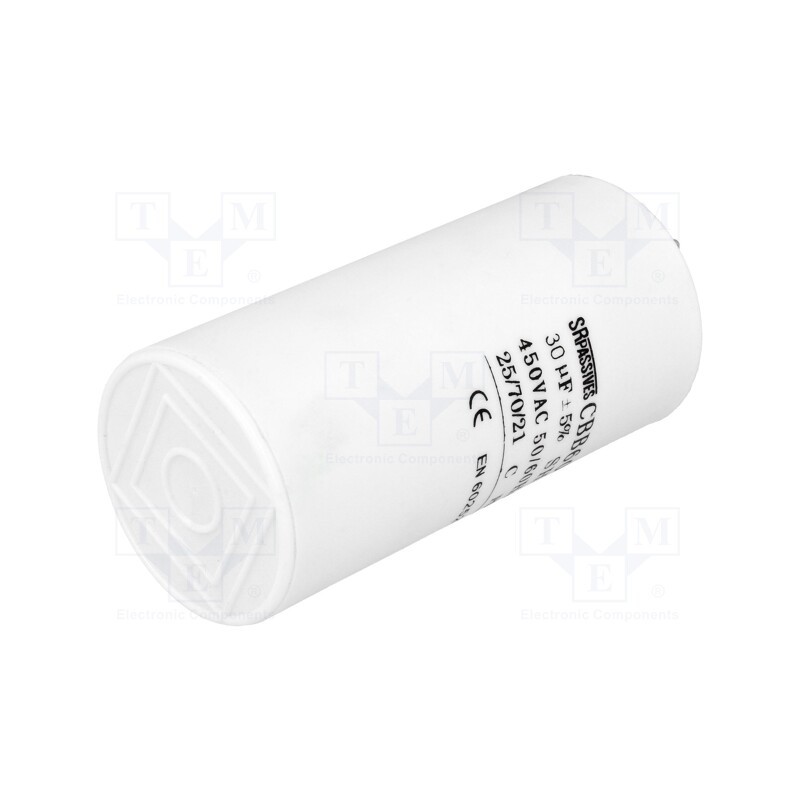 1 pcs x SR PASSIVES - CBB60A-30/450 - Capacitor: motors, run, 30uF, 450V, Ø45x90mm,Ø45x93mm, -25÷70°C