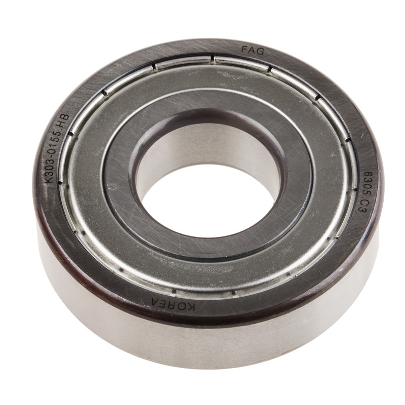 1 pcs - FAG 6305-2Z-C3 Single Row Deep Groove Ball Bearing- Both Sides Shielded 25mm I.D, 62mm O.D